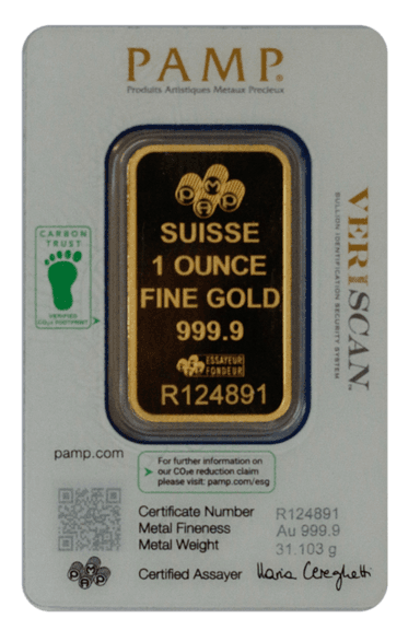 PAMP Mint Gold Bars 1 oz. - Reverse