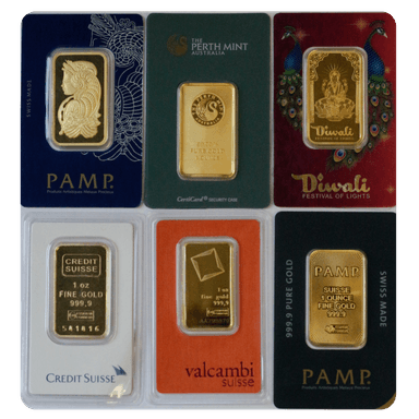Various Mint Gold Bars 1 oz. - Obverse